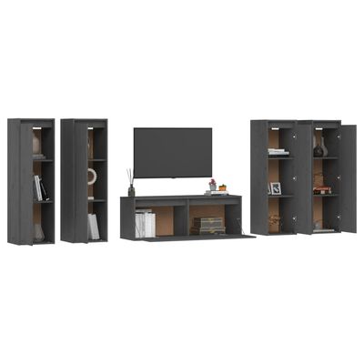 vidaXL Muebles para TV 5 piezas madera maciza de pino gris