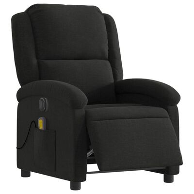 vidaXL Sillón reclinable de masaje eléctrico tela negro