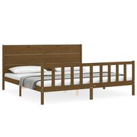 vidaXL Estructura cama y cabecero madera maciza marrón miel 200x200 cm