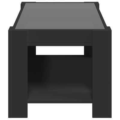 vidaXL Mesa de centro con LED madera de ingeniería negro 93x53x45 cm