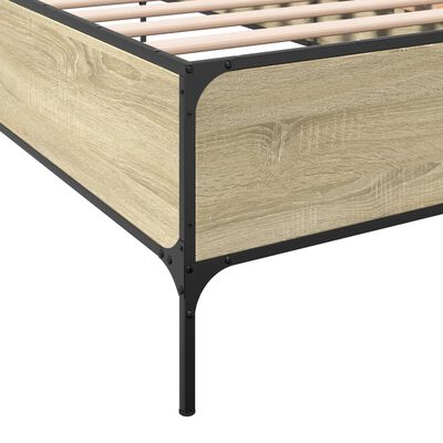 vidaXL Estructura cama madera ingeniería metal roble Sonoma 90x200 cm