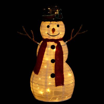 vidaXL Muñeco de nieve decorativo de Navidad con LED tela lujosa 60 cm