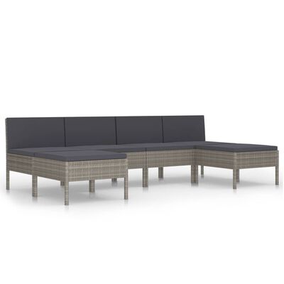 vidaXL Set de muebles de jardín 6 pzas y cojines ratán sintético gris