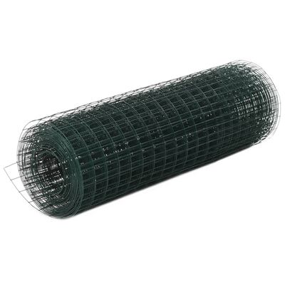 vidaXL Alambrada de gallinero acero revestimiento PVC verde 10x0,5 m