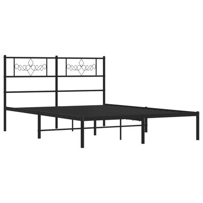 vidaXL Estructura cama sin colchón con cabecero metal negro 150x200 cm