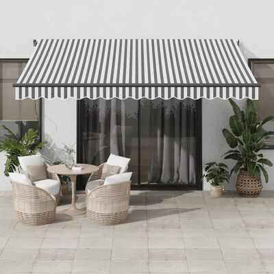 vidaXL Toldo retráctil automático luz LED antracita blanco 400x350 cm