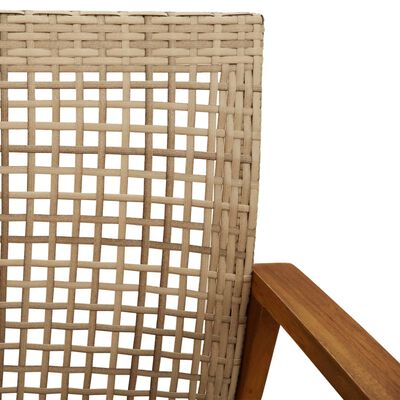 vidaXL Juego de bistro de 3 piezas ratán PE beige y madera de acacia