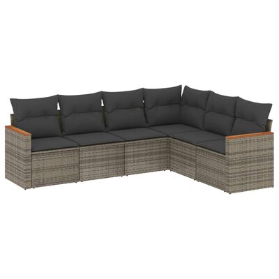 vidaXL Set de muebles de jardín 6 pzas y cojines ratán sintético gris