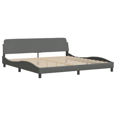 vidaXL Cama con colchón tela gris oscuro 200x200 cm