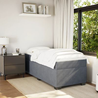 vidaXL Cama box spring con colchón terciopelo gris oscuro 100x200 cm