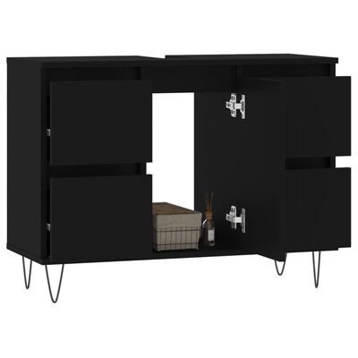 vidaXL Mueble de baño madera de ingeniería negro 80x33x60 cm