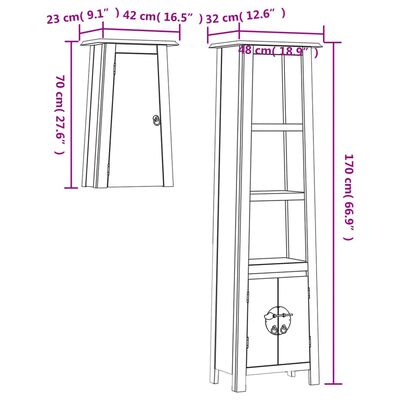 vidaXL Conjunto de muebles de baño 2 piezas madera maciza de pino