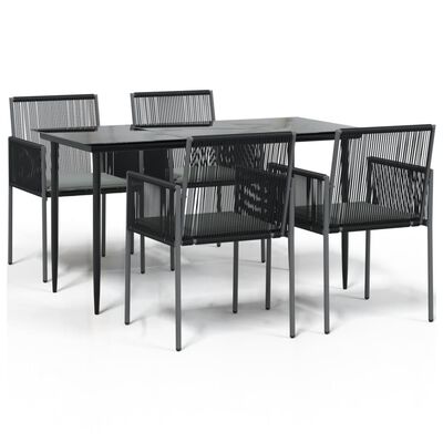 vidaXL Set comedor jardín 5 pzas y cojines acero ratán sintético negro