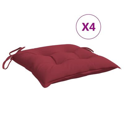 vidaXL Cojines silla de jardín 4 uds tela Oxford rojo tinto 40x40x7 cm