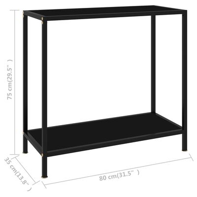 vidaXL Mesa de consola negro vidrio templado 80x35x75 cm