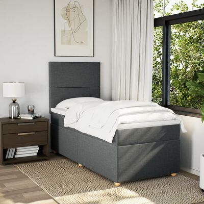 vidaXL Cama box spring con colchón tela gris oscuro 80x200 cm