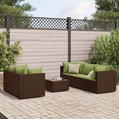 vidaXL Set muebles de jardín 6 piezas y cojines ratán sintético marrón