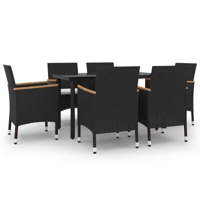 vidaXL Set comedor de jardín 7 pzas y cojines ratán sintético y vidrio