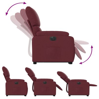 vidaXL Sillón de masaje eléctrico reclinable elevable tela rojo tinto