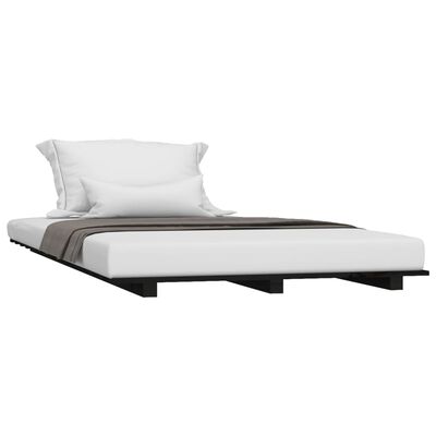 vidaXL Estructura de cama madera maciza de pino negro 90x190 cm