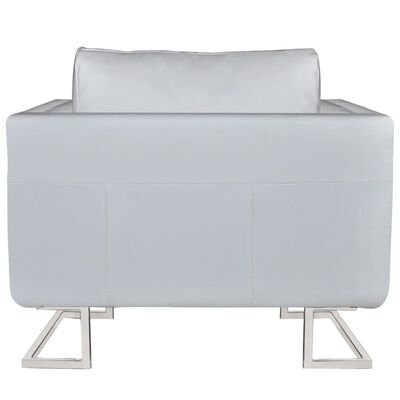 vidaXL Sillón con patas cromadas cuero sintético blanco