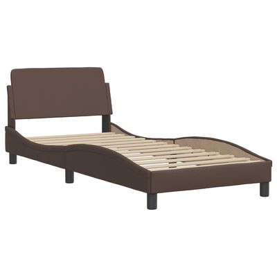 vidaXL Cama con colchón cuero sintético marrón 80x200 cm