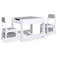 vidaXL Mesa infantil con 2 sillas MDF blanco