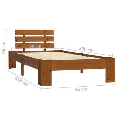 vidaXL Estructura cama sin colchón madera pino marrón miel 90x200 cm