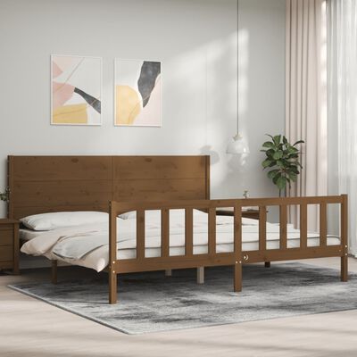 vidaXL Estructura cama y cabecero madera maciza marrón miel 200x200 cm