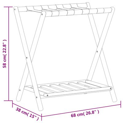 vidaXL Soporte para maletas bambú negro 68x38x58 cm