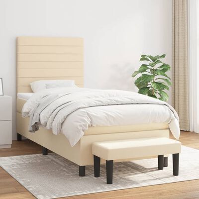 vidaXL Cama box spring con colchón tela color crema 90x190 cm