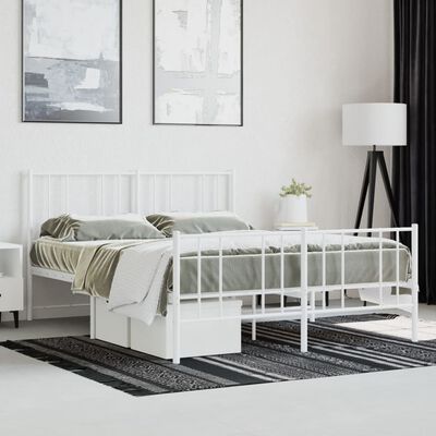 vidaXL Estructura cama sin colchón con estribo metal blanco 160x200 cm