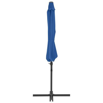 vidaXL Sombrilla voladiza con poste de acero azul celeste 300 cm