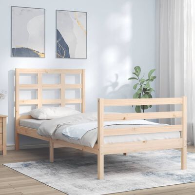 vidaXL Estructura de cama con cabecero madera maciza