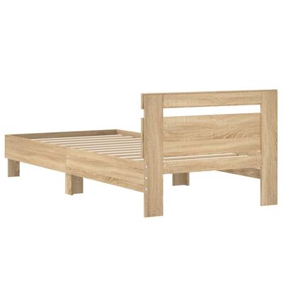 vidaXL Estructura cama con cabecero sin colchón roble Sonoma 90x190 cm