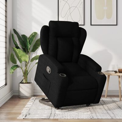 vidaXL Sillón reclinable elevable tela negro