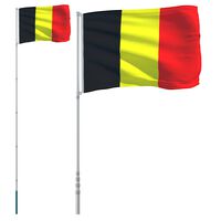 vidaXL Mástil y bandera de Bélgica aluminio 5,55 m