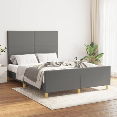 vidaXL Estructura de cama con cabecero de tela gris oscuro 140x190 cm