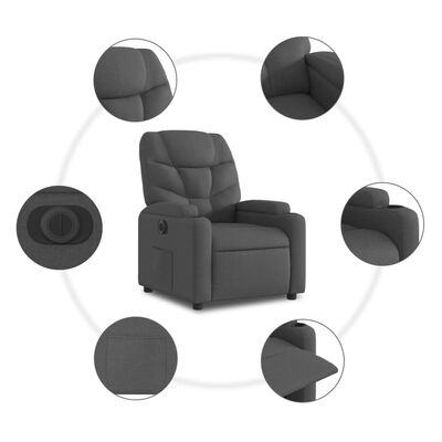 vidaXL Sillón eléctrico reclinable elevable de tela gris oscuro