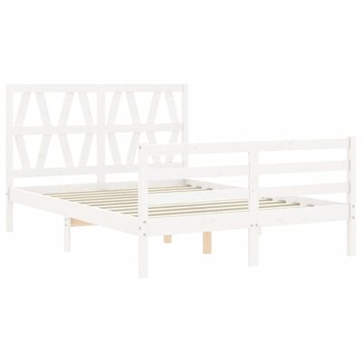 vidaXL Estructura de cama con cabecero madera maciza blanco 140x190 cm