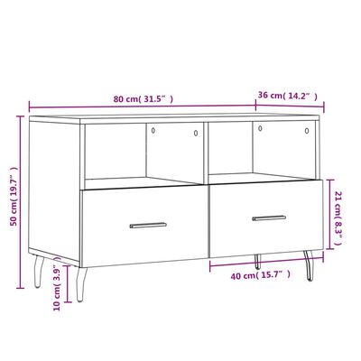 vidaXL Mueble para TV madera contrachapada roble ahumado 80x36x50 cm