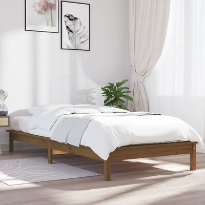 vidaXL Estructura de cama madera maciza pino marrón miel 90x200 cm