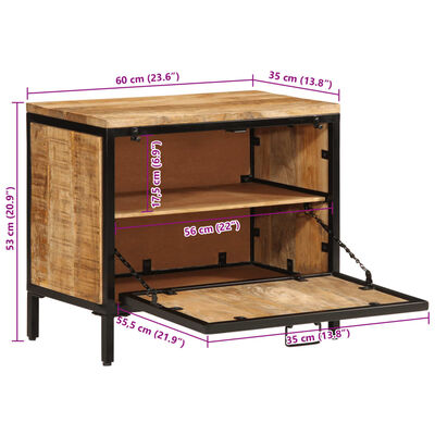 vidaXL Zapatero de madera maciza de mango rugosa 60x35x53 cm