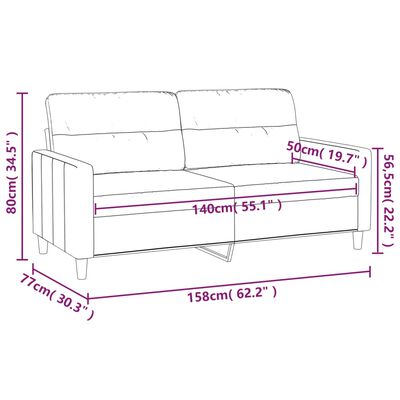 vidaXL Sofá de 2 plazas de tela negro 140 cm