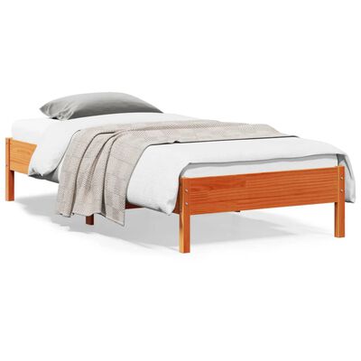 vidaXL Cama sin colchón madera maciza de pino marrón cera 100x200 cm