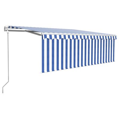 vidaXL Toldo automático retráctil con persiana azul y blanco 4,5x3 m