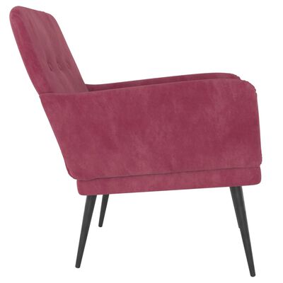 vidaXL Sillón de terciopelo rojo tinto 62x79x79 cm