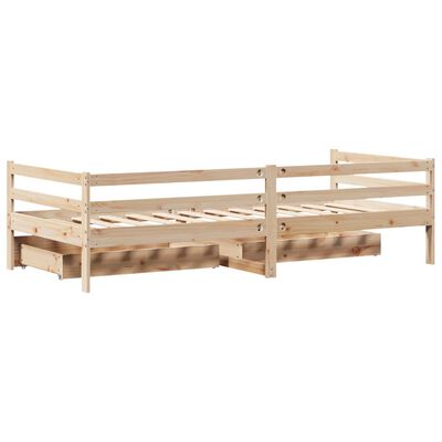 vidaXL Sofá cama con cajones madera maciza de pino 90x200 cm