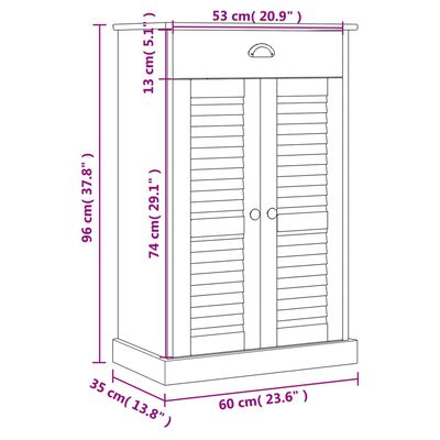 vidaXL Zapatero VIGO madera maciza de pino gris 60x35x96 cm