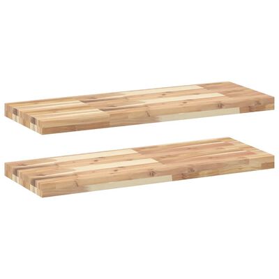 vidaXL Estantes flotantes 2 uds madera acacia sin tratar 80x30x4 cm